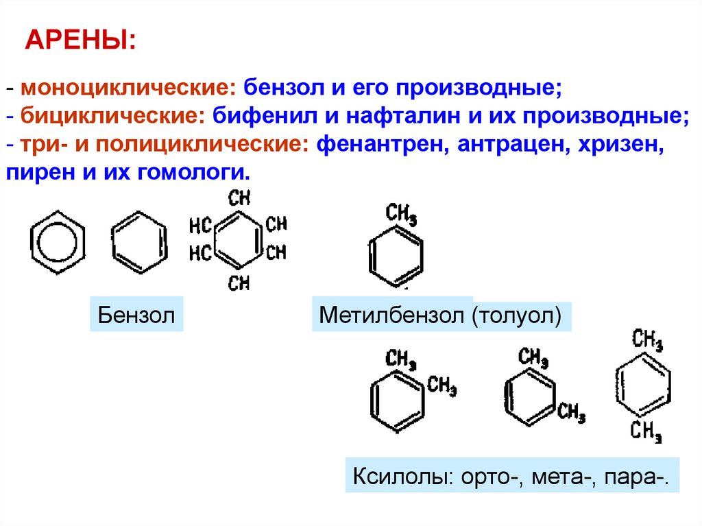 Газообразного бензола. Арены химия бензол. Арены бензол и его гомологи. Структура формула Арена. Моноциклические арены формула.