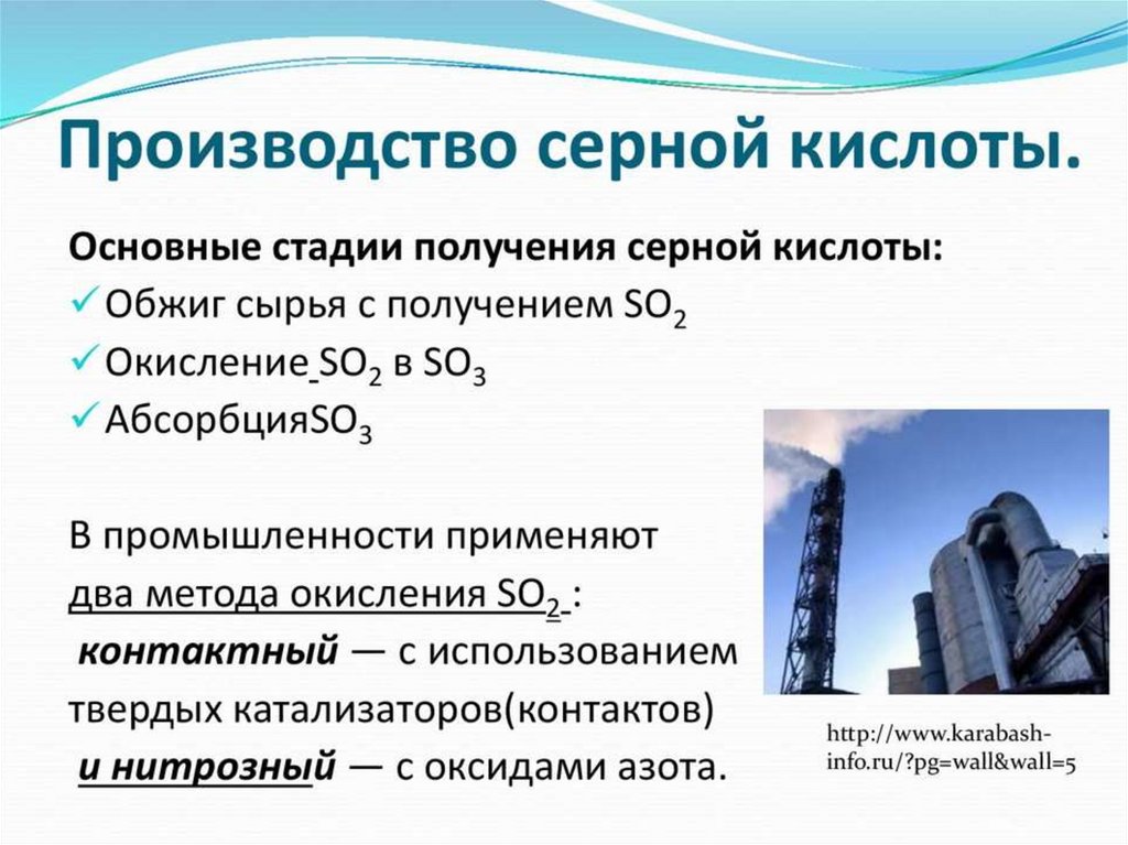 Презентация по теме производство серной кислоты