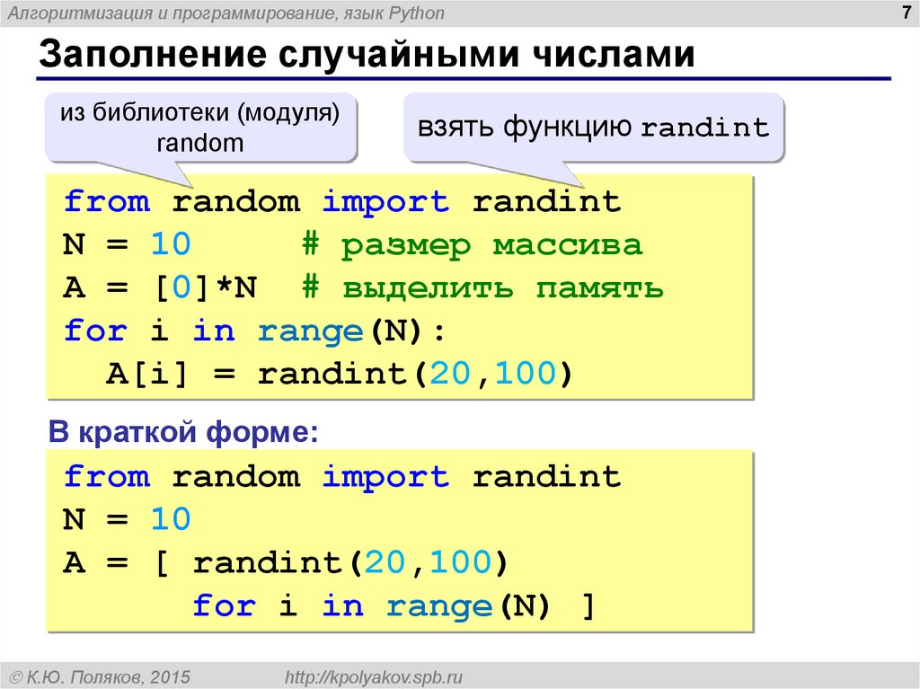 Программный код на языке python содержит