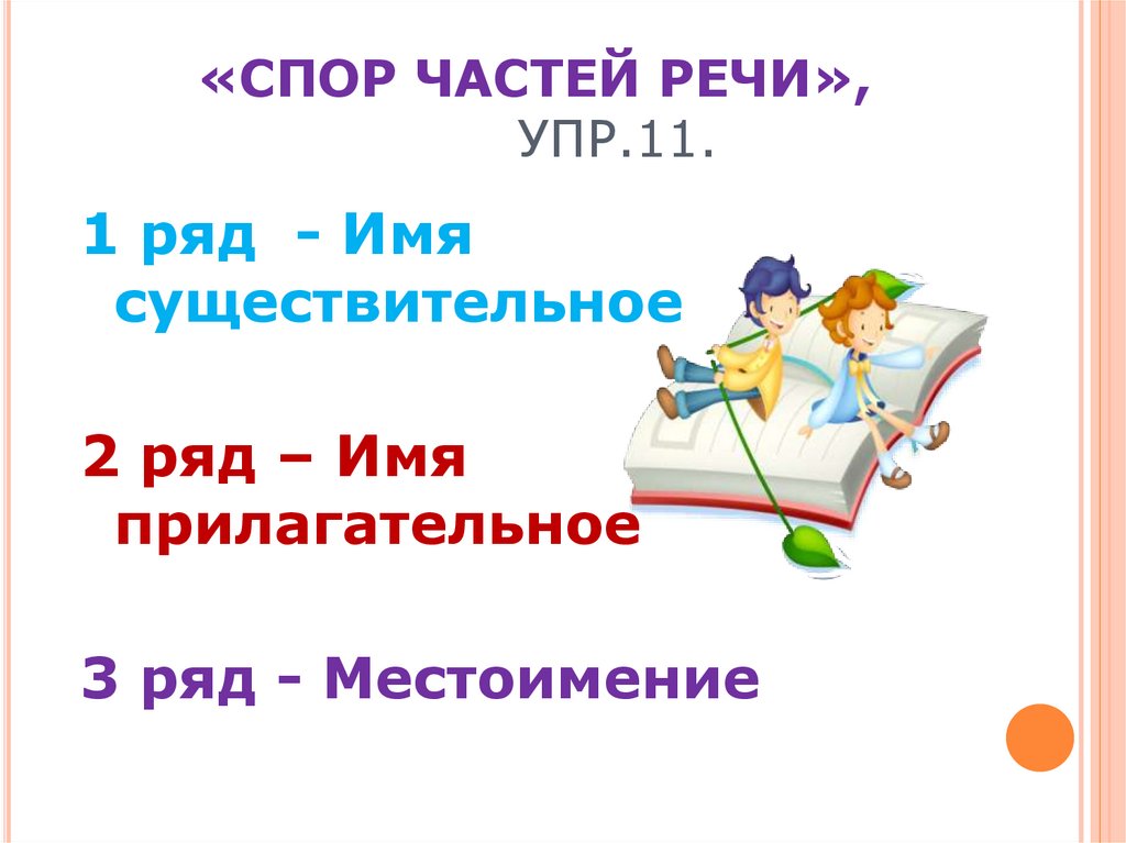 «СПОР ЧАСТЕЙ РЕЧИ», УПР.11.