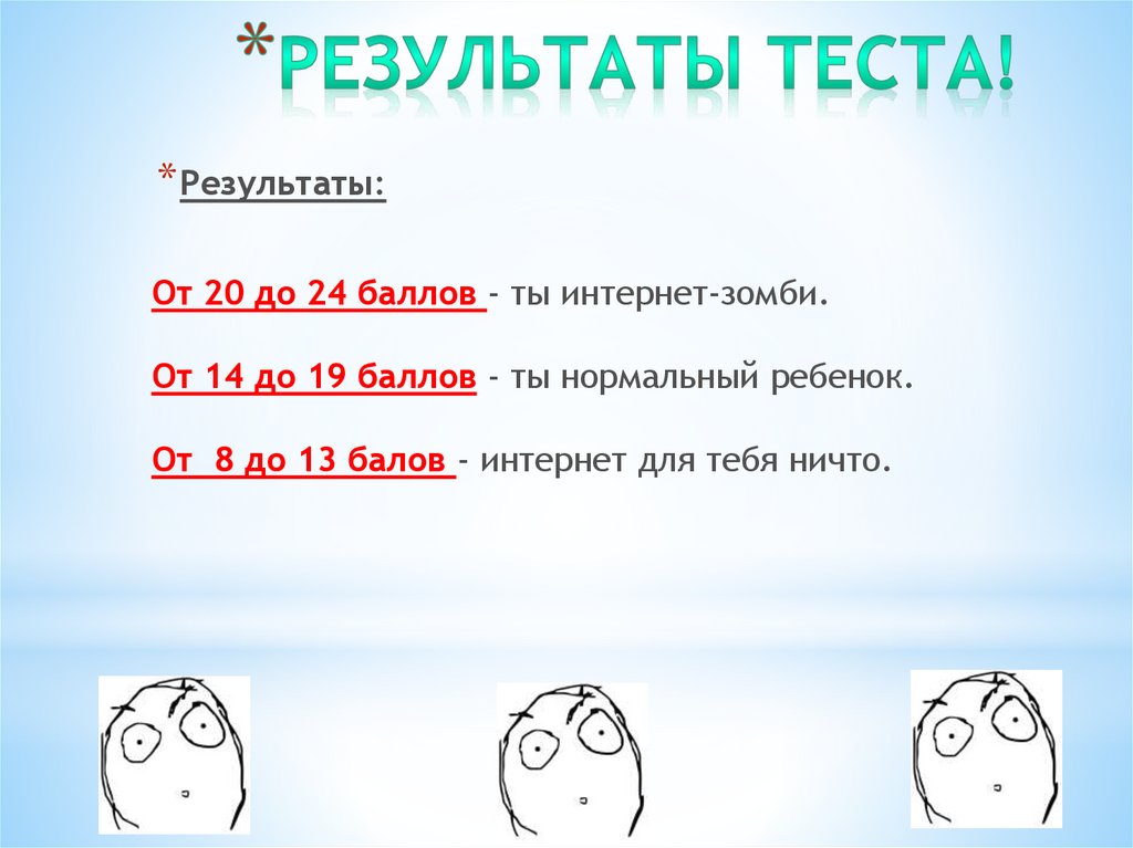 РЕЗУЛЬТАТЫ ТЕСТА!