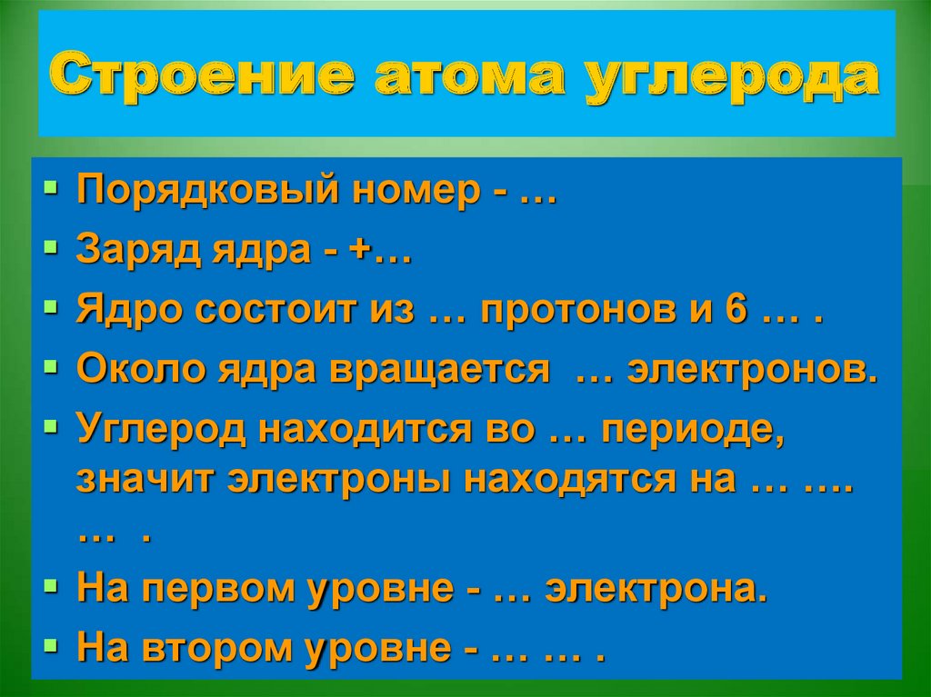Строение атома углерода