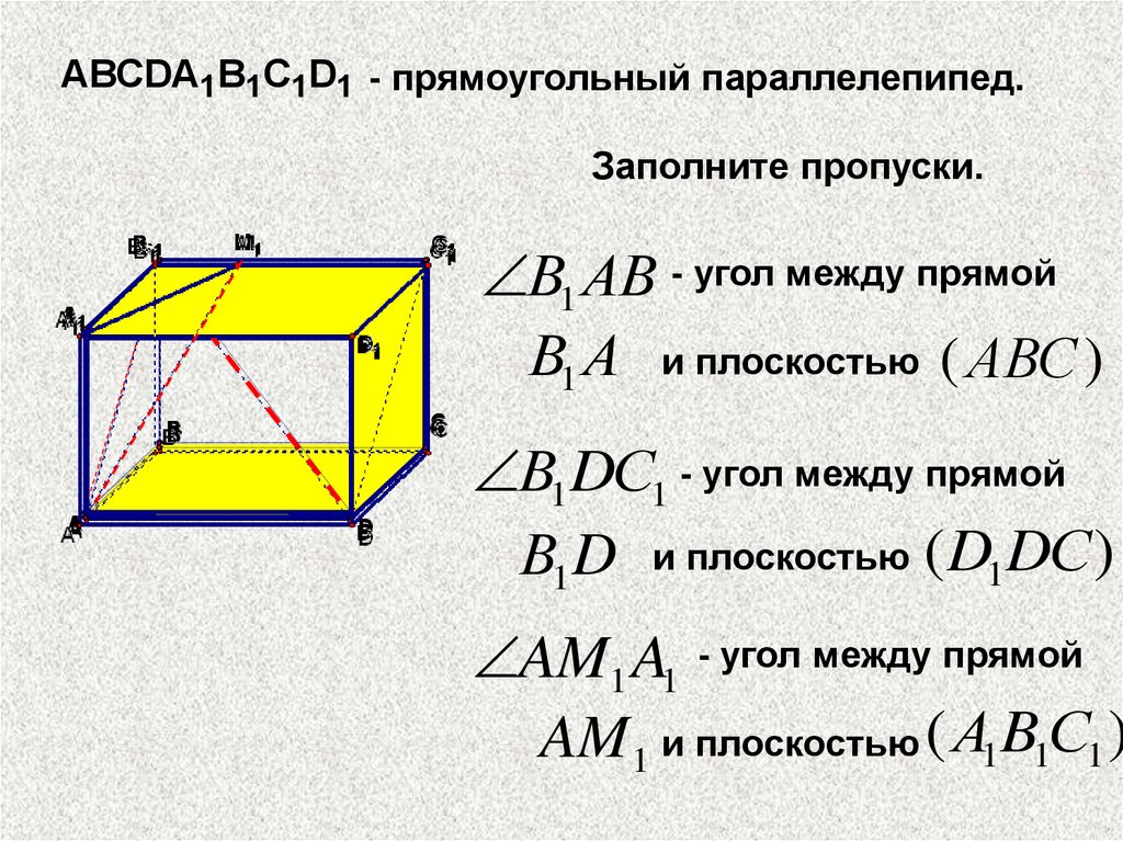 Угол между прямой и плоскостью рисунок