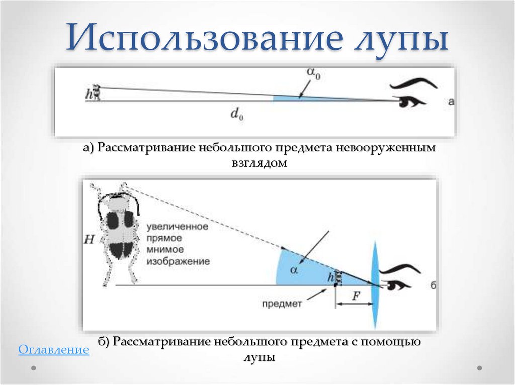 Применение лупы