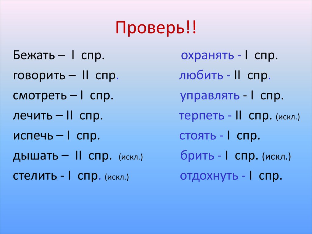 Определите вид спряжение и переходность глаголов