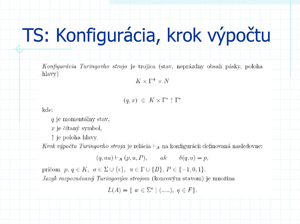 TS: Konfigurácia, krok výpočtu