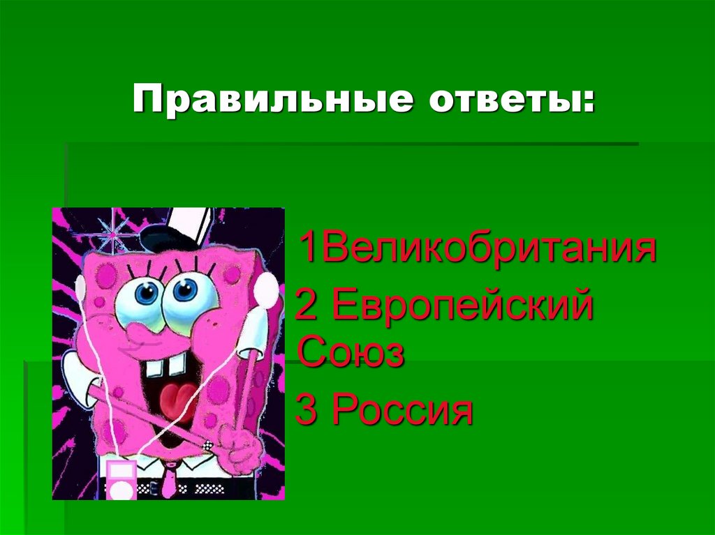 Правильные ответы: