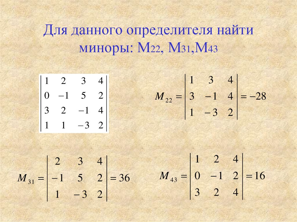 Давайте вычислим. Минор определителя это. Для данного определителя найти миноры. Минор матрицы м. Вычисление определителя минорами.