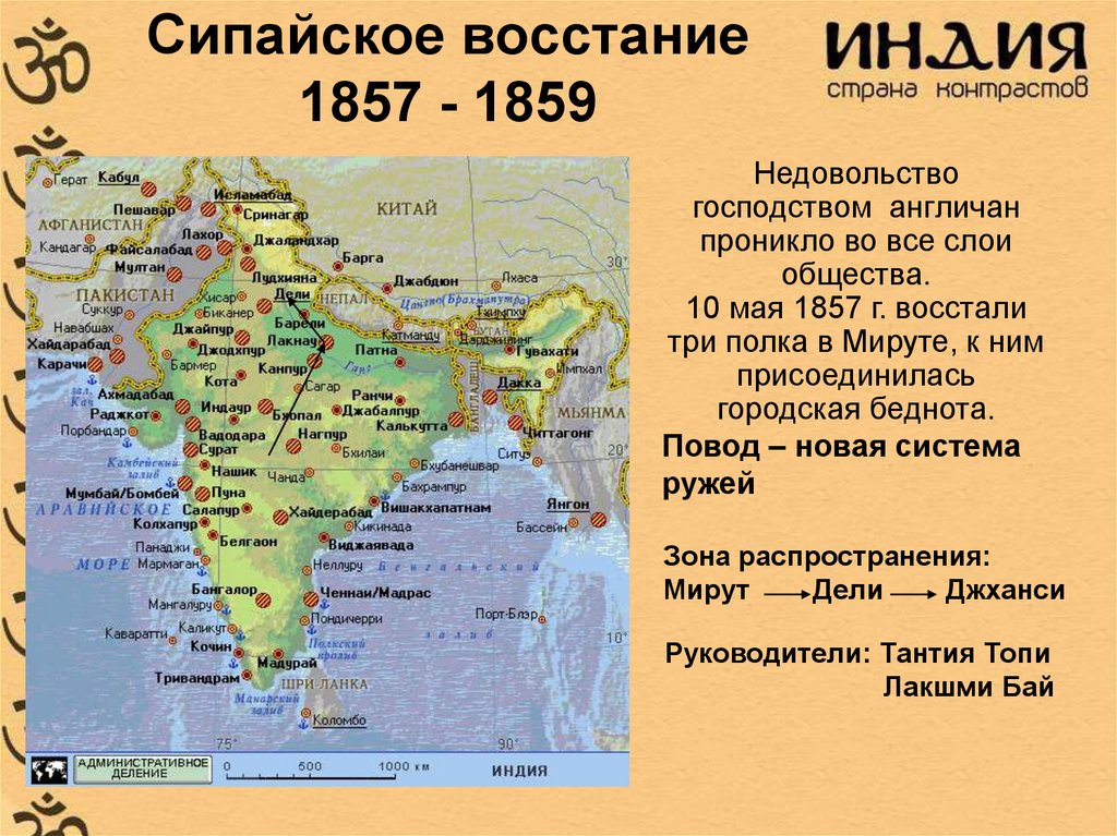 Восстановите картину восстания 1857 г