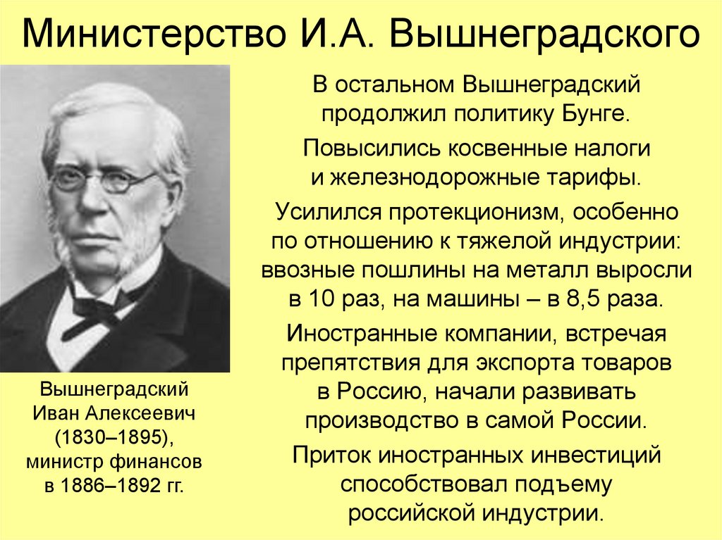 Иван алексеевич вышнеградский презентация