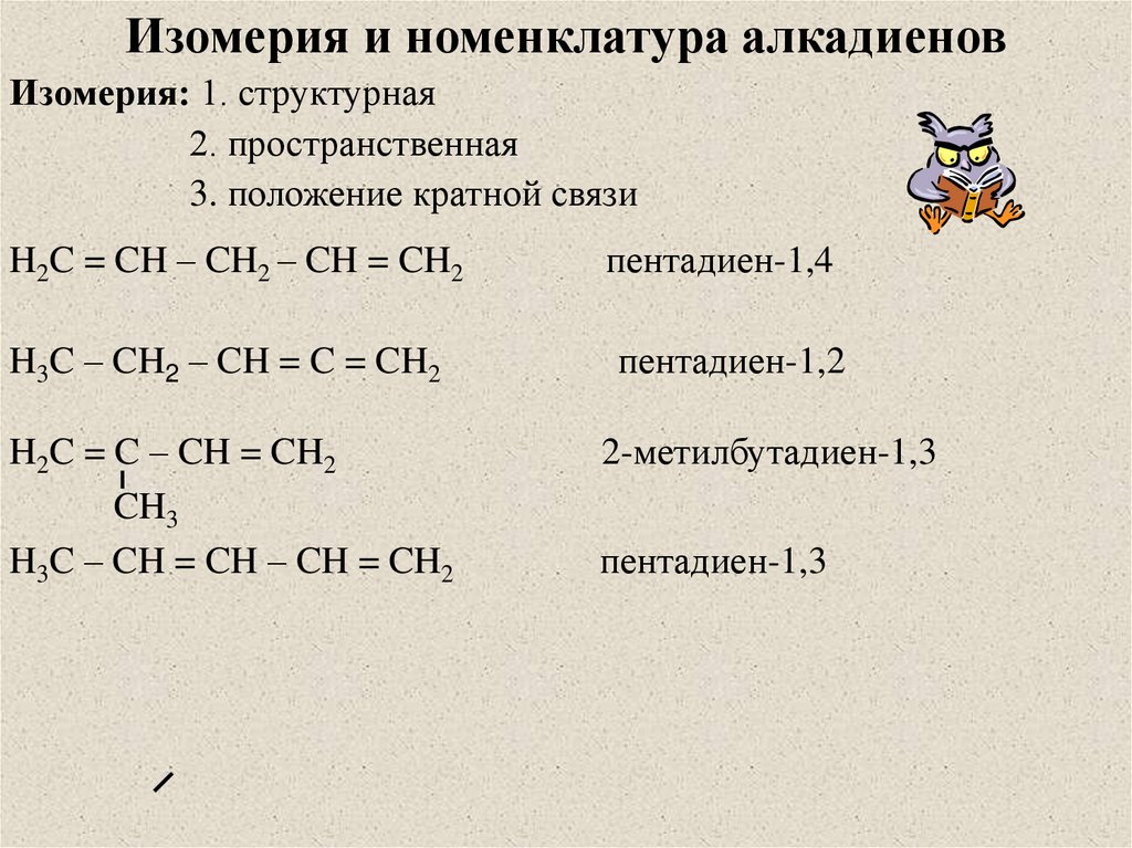 Циклоалканы алкадиены. Номенклатура алкадиенов. Изомерия алкадиенов с примерами. Простейшие представители алкадиенов.