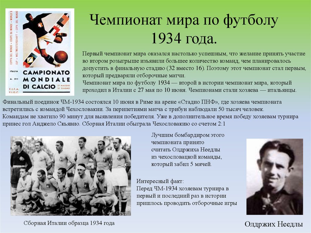 Чемпионат мира по футболу 1934 года.