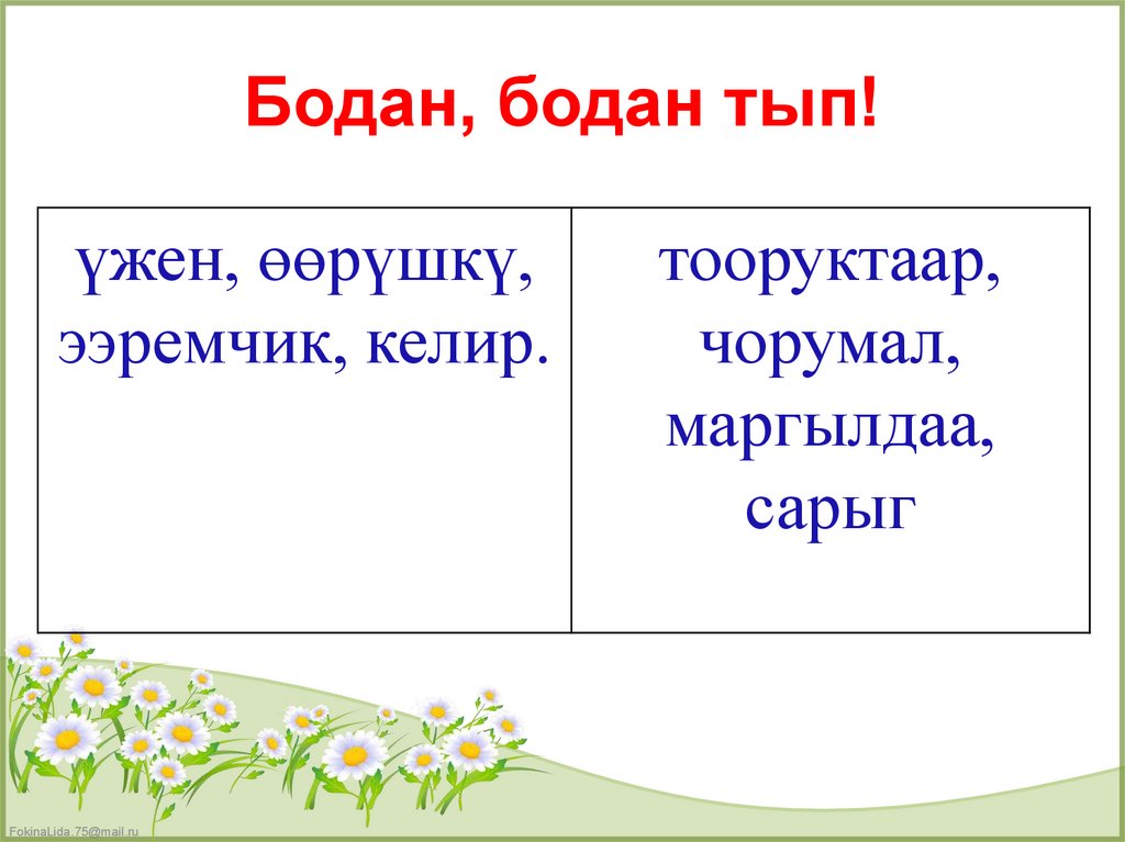 Бодан, бодан тып!