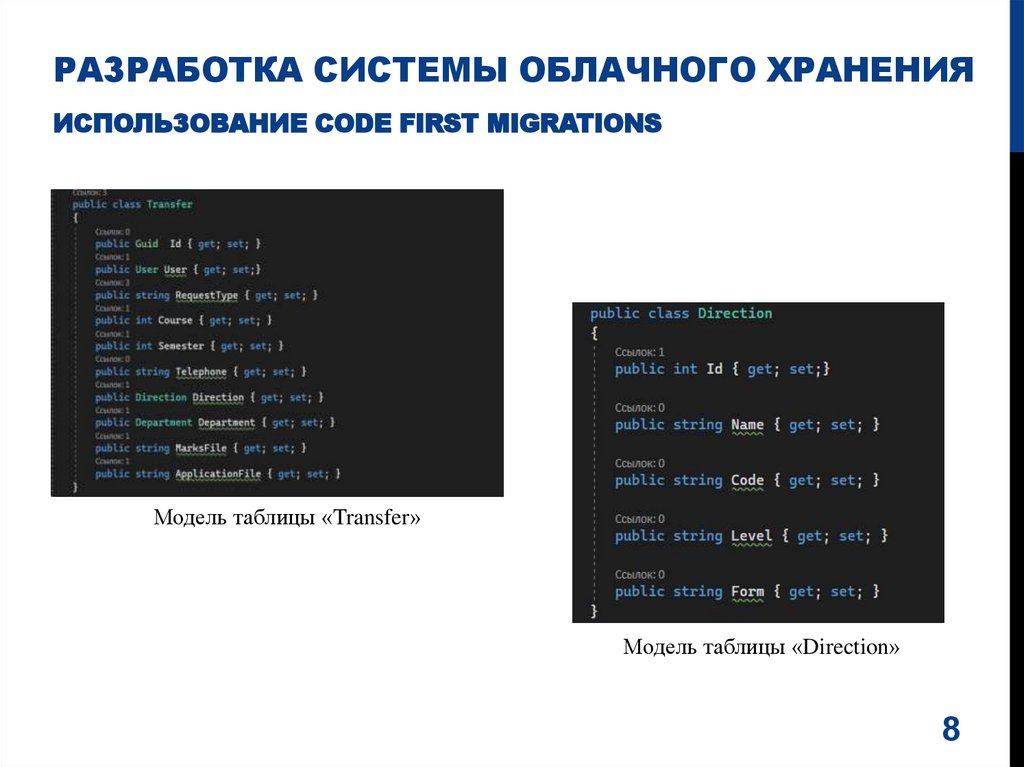 Разработка системы облачного хранения Использование Code First Migrations