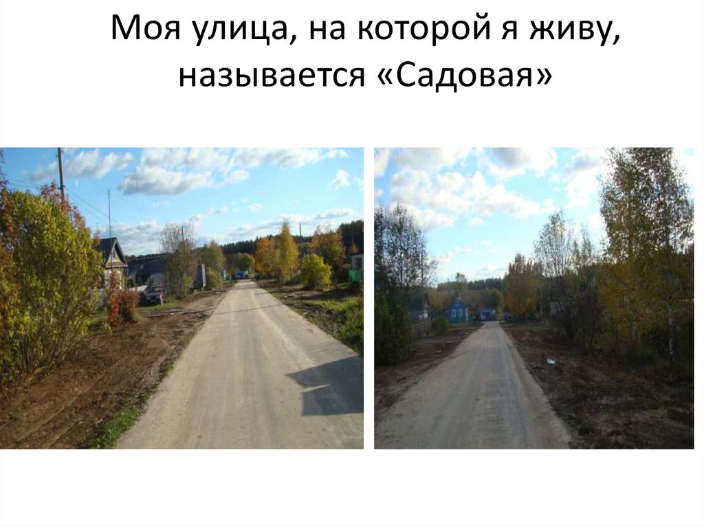 Моя улица, на которой я живу, называется «Садовая»