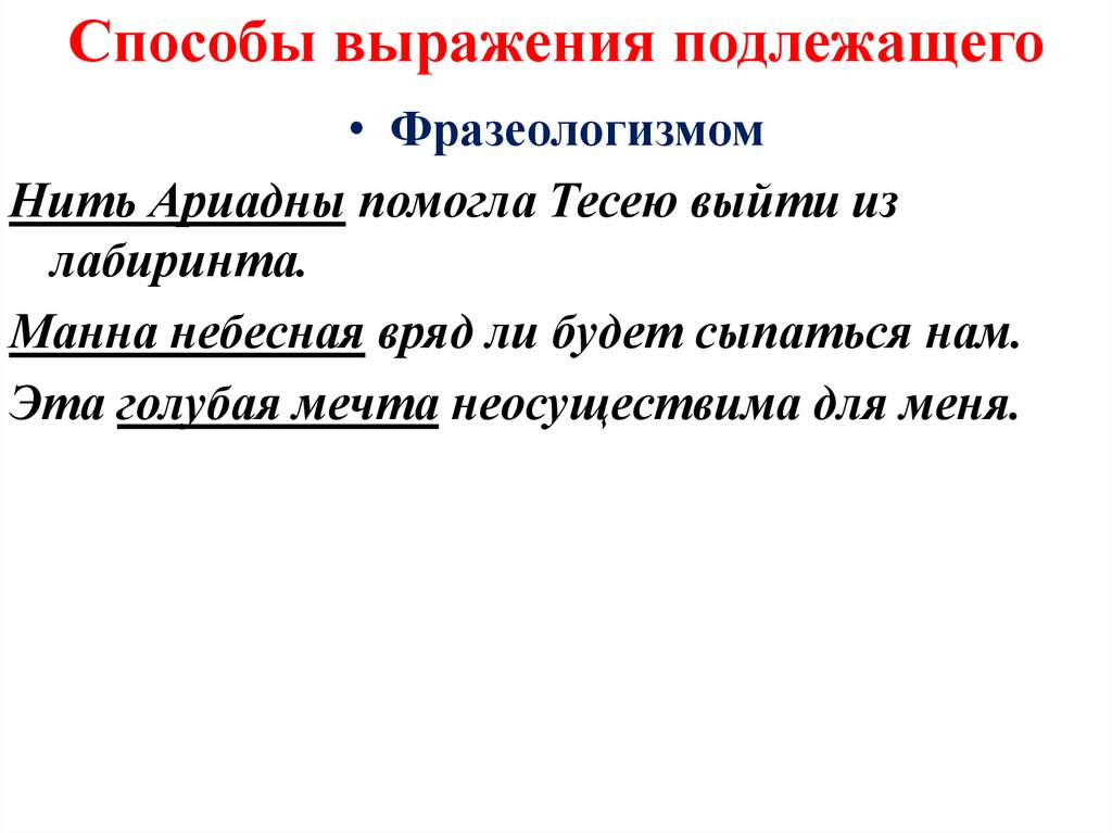 Чем может быть выражено подлежащее