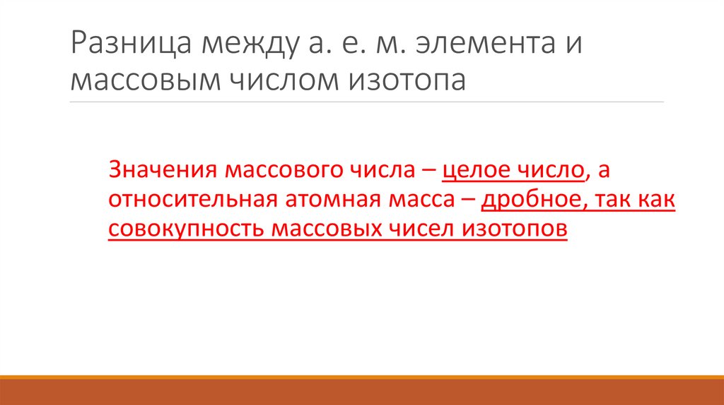 Разница между а. е. м. элемента и массовым числом изотопа
