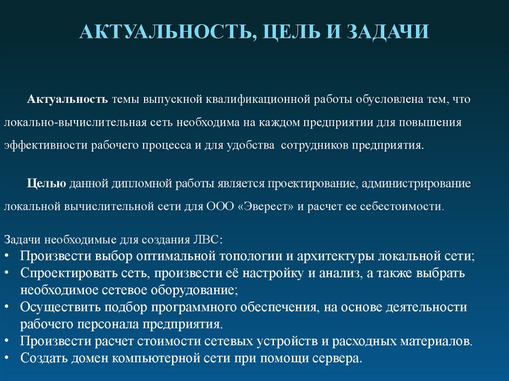 Тема цель актуальность