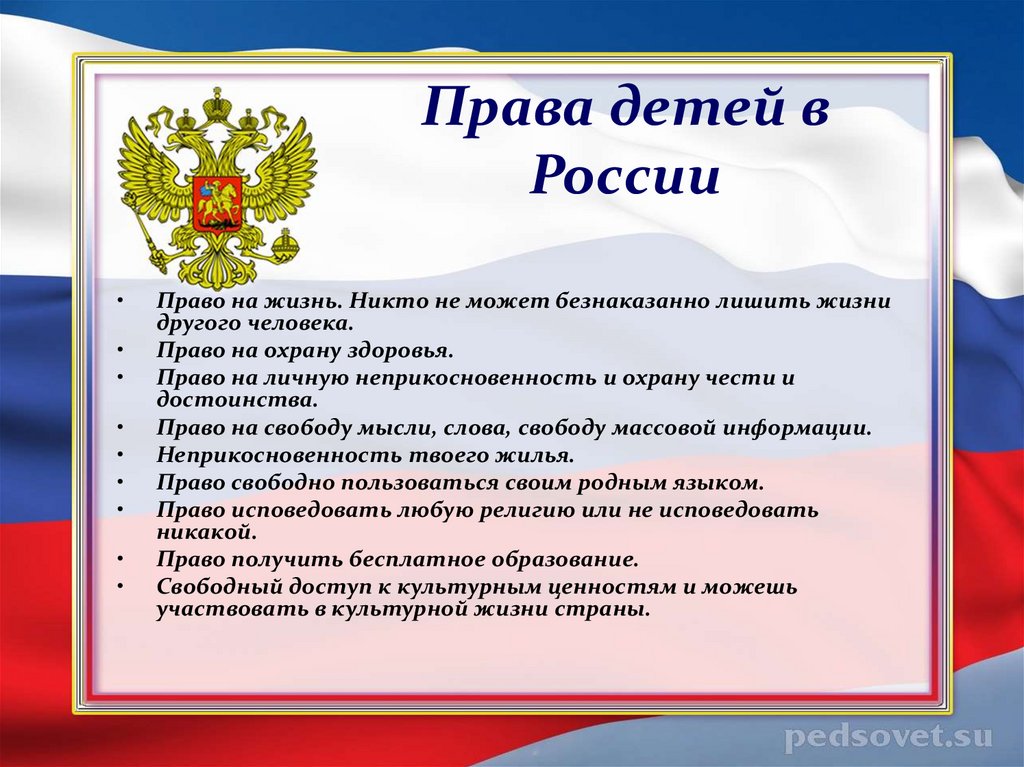 Проект права ребенка в конституции рф