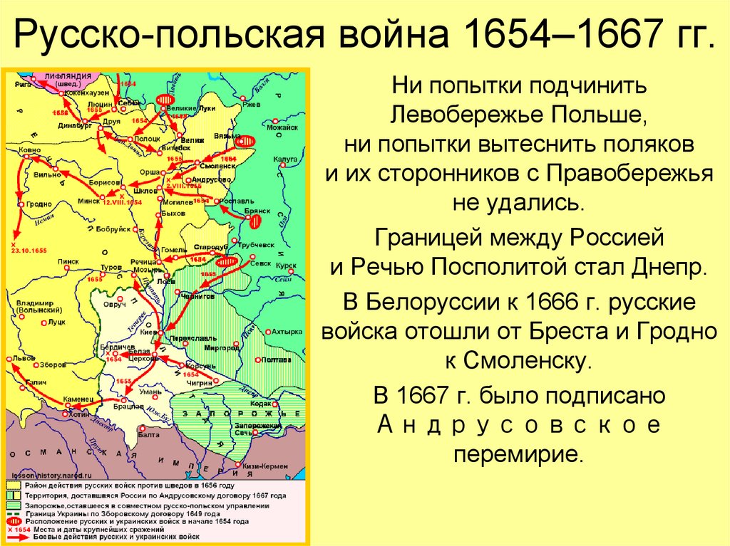 Карта восстание под предводительством хмельницкого и русско польская война