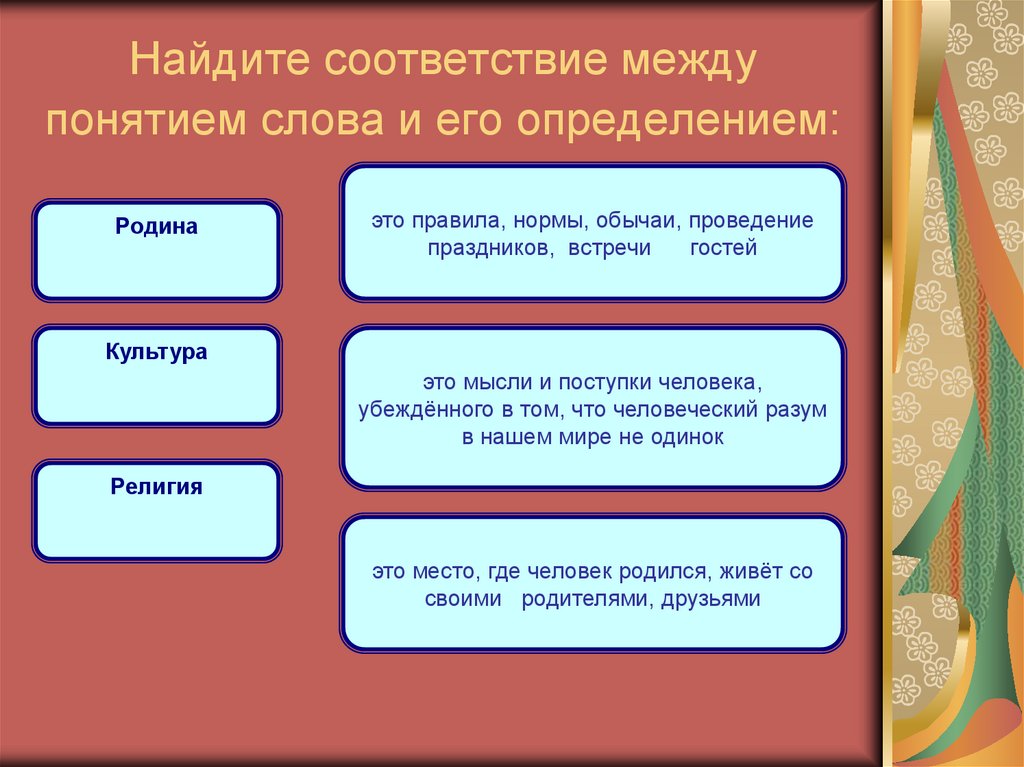 Найди соответствие слов. Найдите соответствие терминов и религий. Понятие слов религия и культура. Соответствие тексты и религии. Слова культура и религия.