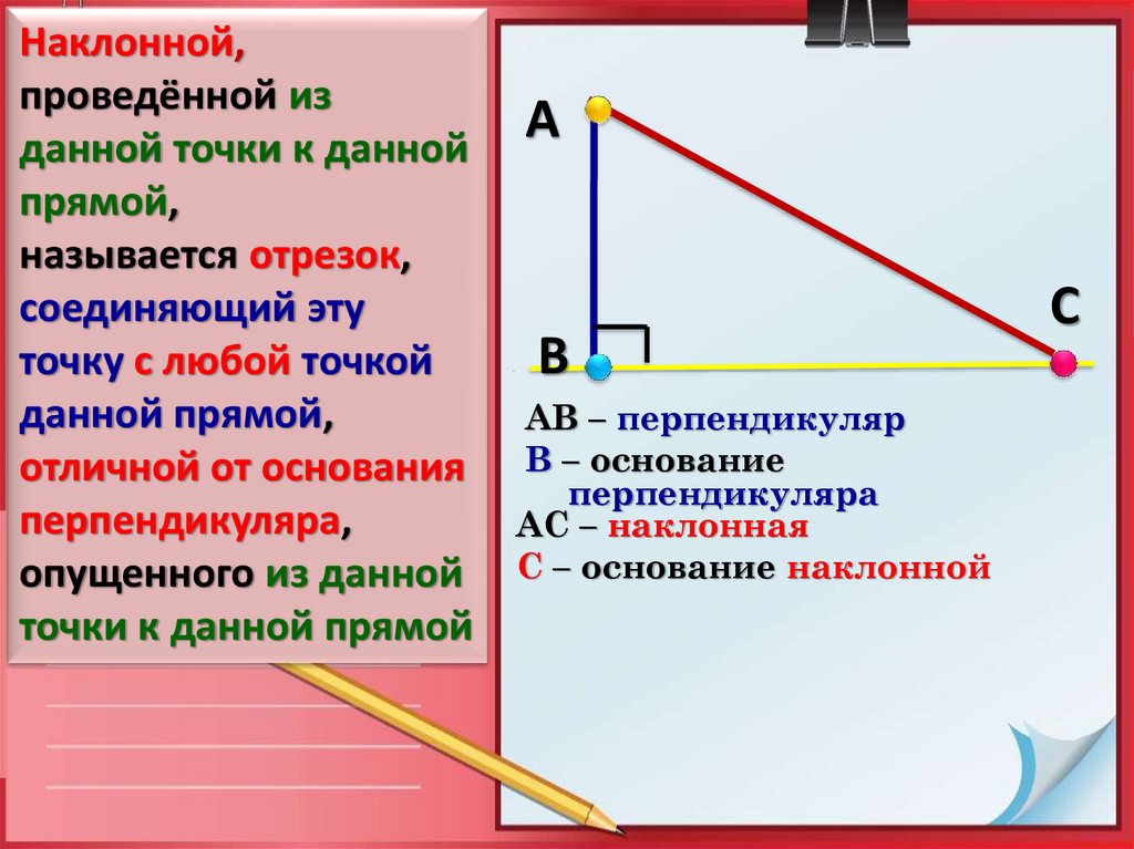 Перпендикуляр и наклонная презентация 10 класс атанасян