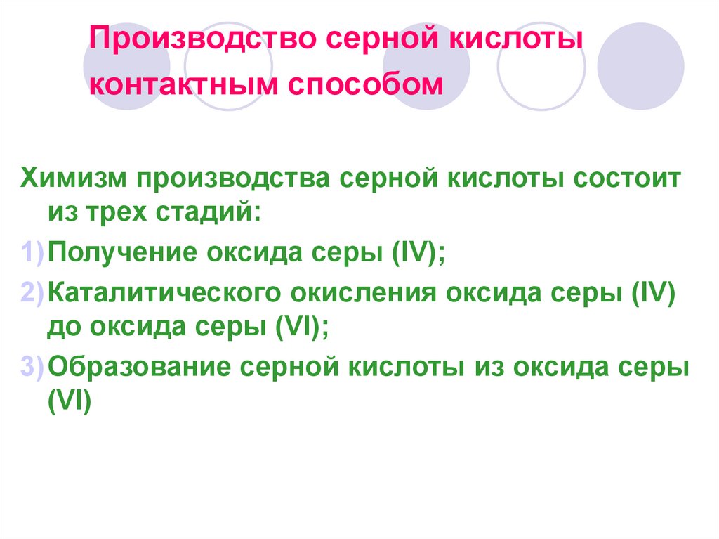 Оксид серы сернистая кислота. Производство серной кислоты ,2 стадия-химизм.