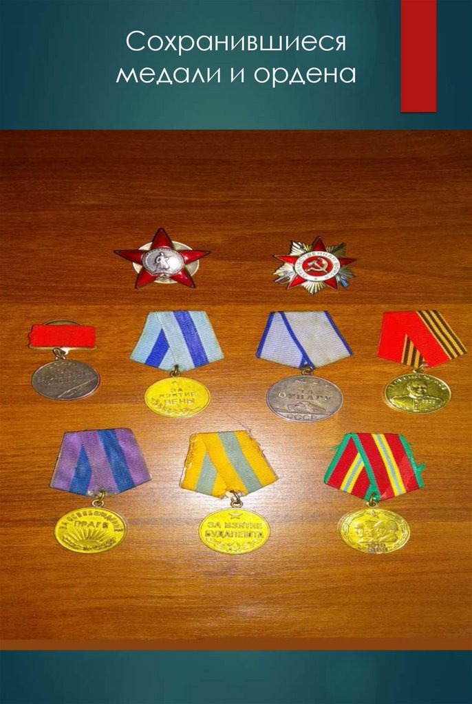 Сохранившиеся медали и ордена