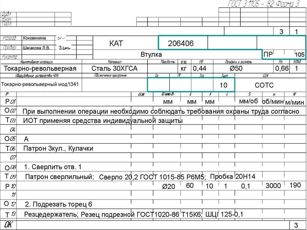 Операционная карта универсальная гост