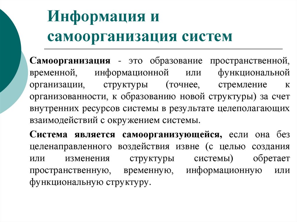 Теории самоорганизации презентация