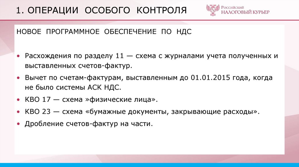 1. ОПЕРАЦИИ ОСОБОГО КОНТРОЛЯ