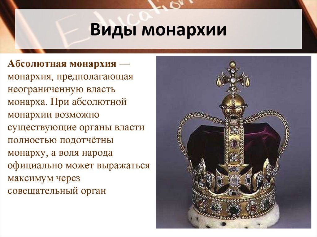 Виды монархии