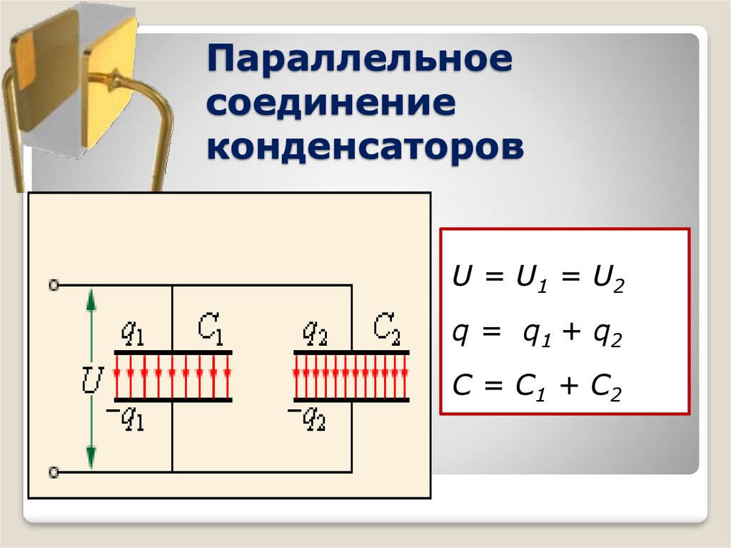 Плоский конденсатор подключен