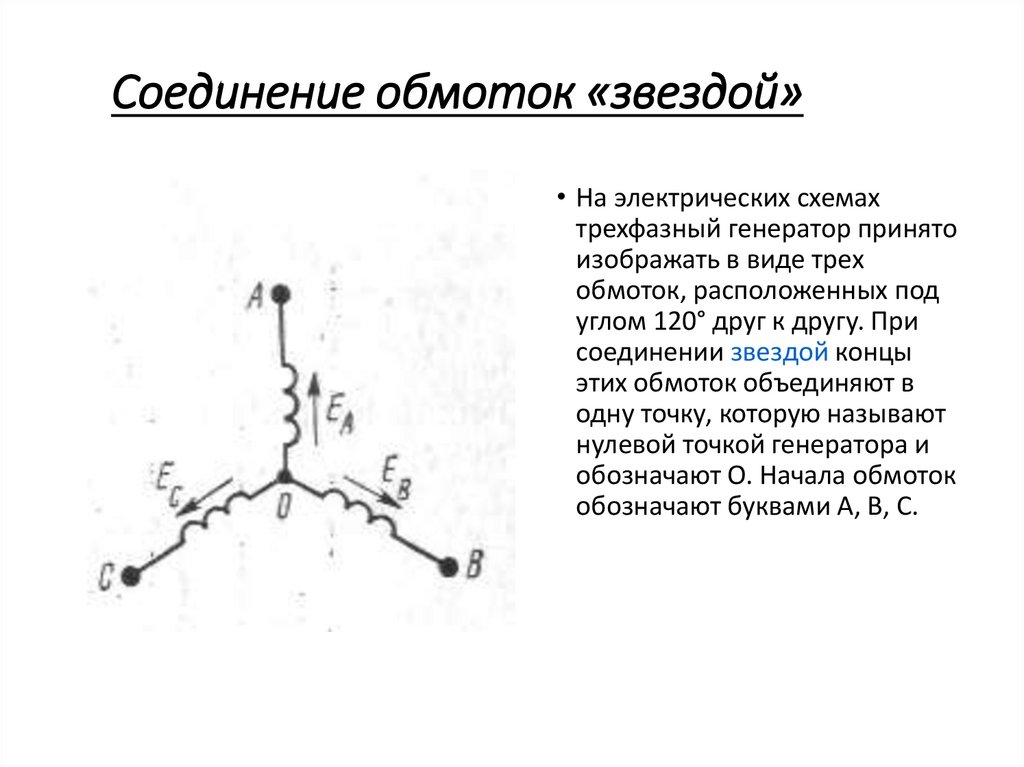 Схема соединения обмоток звезда