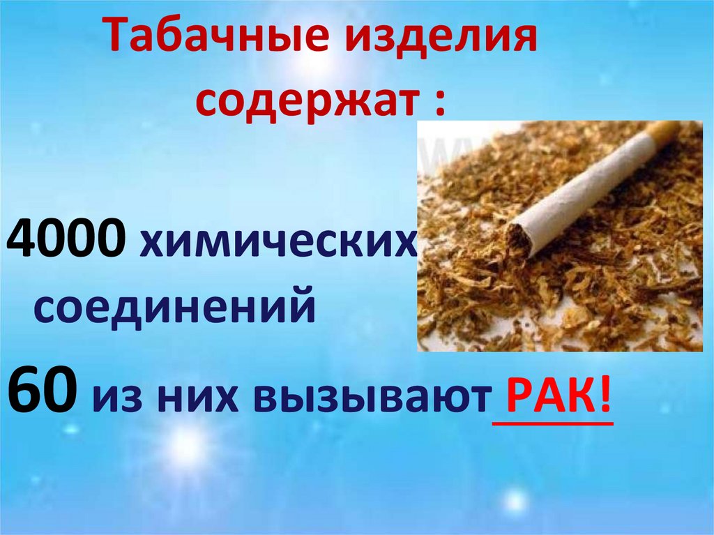 Табачные изделия содержат :