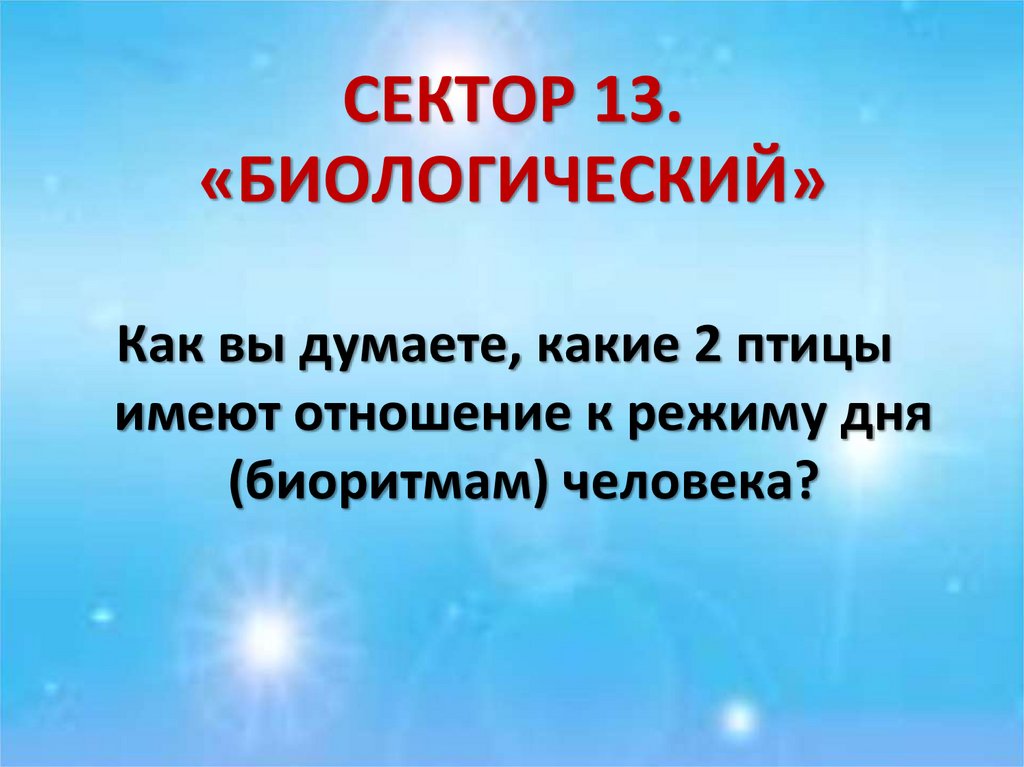 СЕКТОР 13. «БИОЛОГИЧЕСКИЙ»