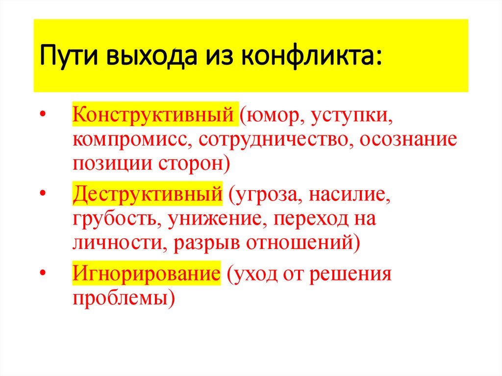 Конструктивное разрешение конфликтов презентация