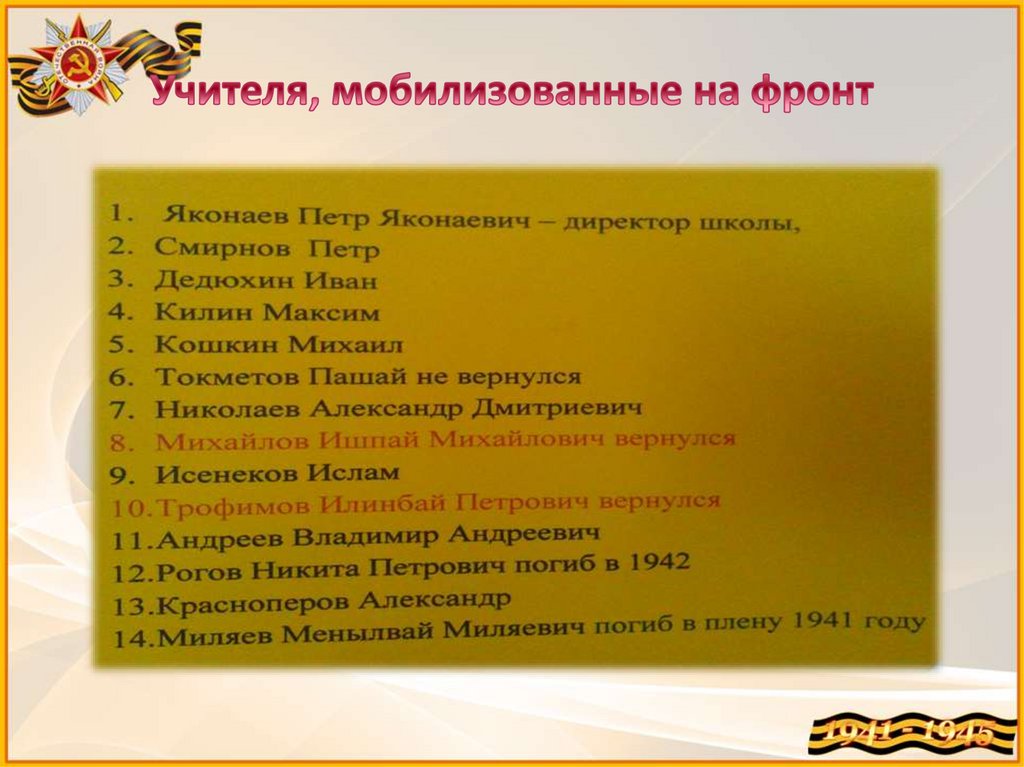 Учителя, мобилизованные на фронт