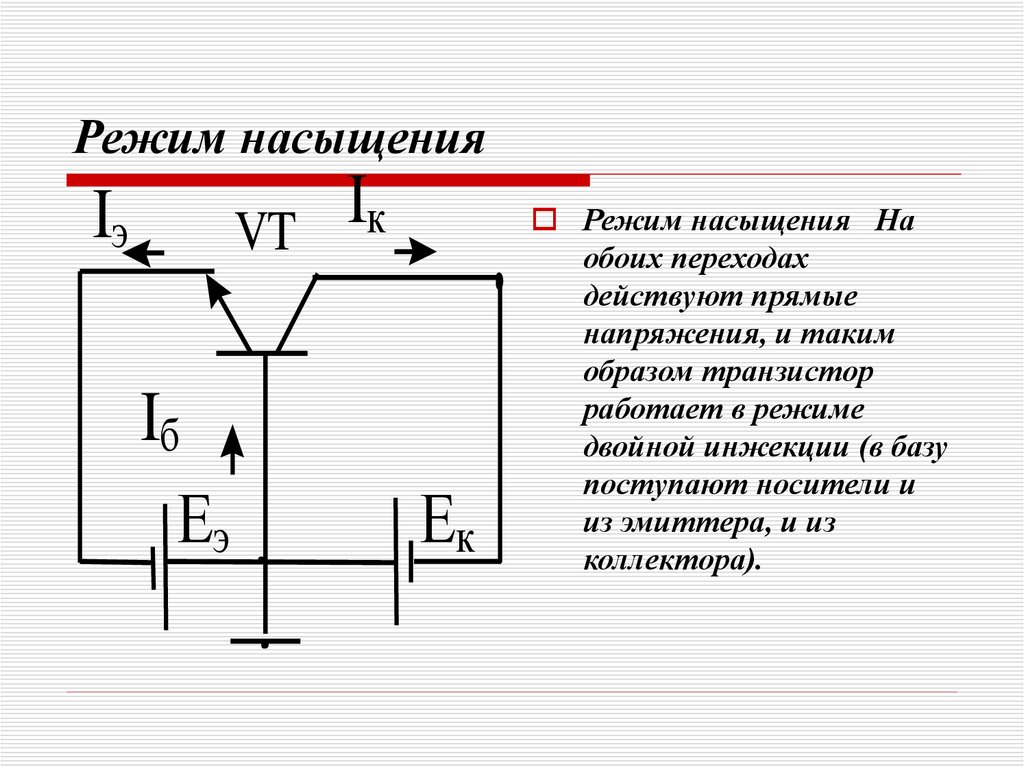 Режим насыщения транзистора схема