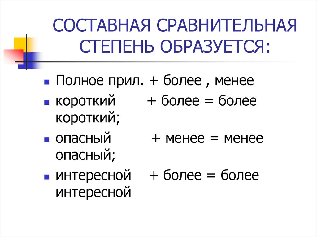 1 степень сравнительная