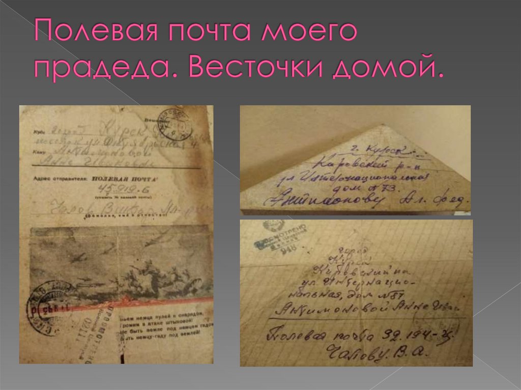 Полевая почта моего прадеда. Весточки домой.