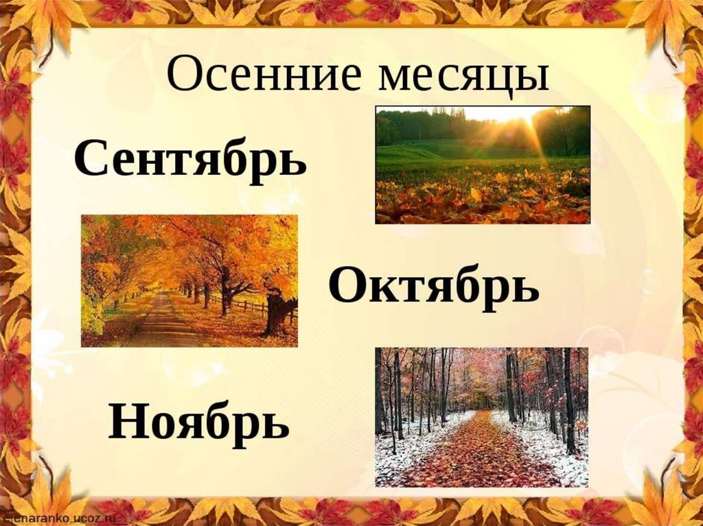 Ноябрь какой месяц в году. Осенние месяцы. Осенние месяцы для детей. Месяцы осени для дошкольников. Название осенних месяцев.