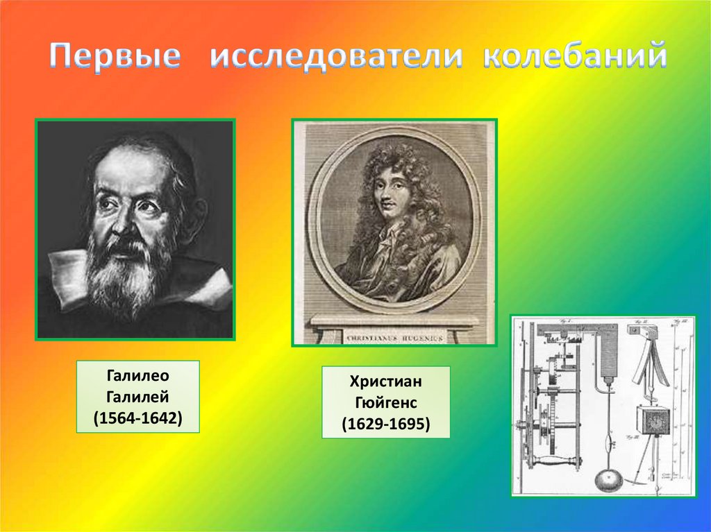 Первые исследователи. Кто открыл механические колебания. Галилео Галилей и Гюйгенс. Галилео Галилей колебания. Закон постоянного периода колебаний Галилео Галилея.