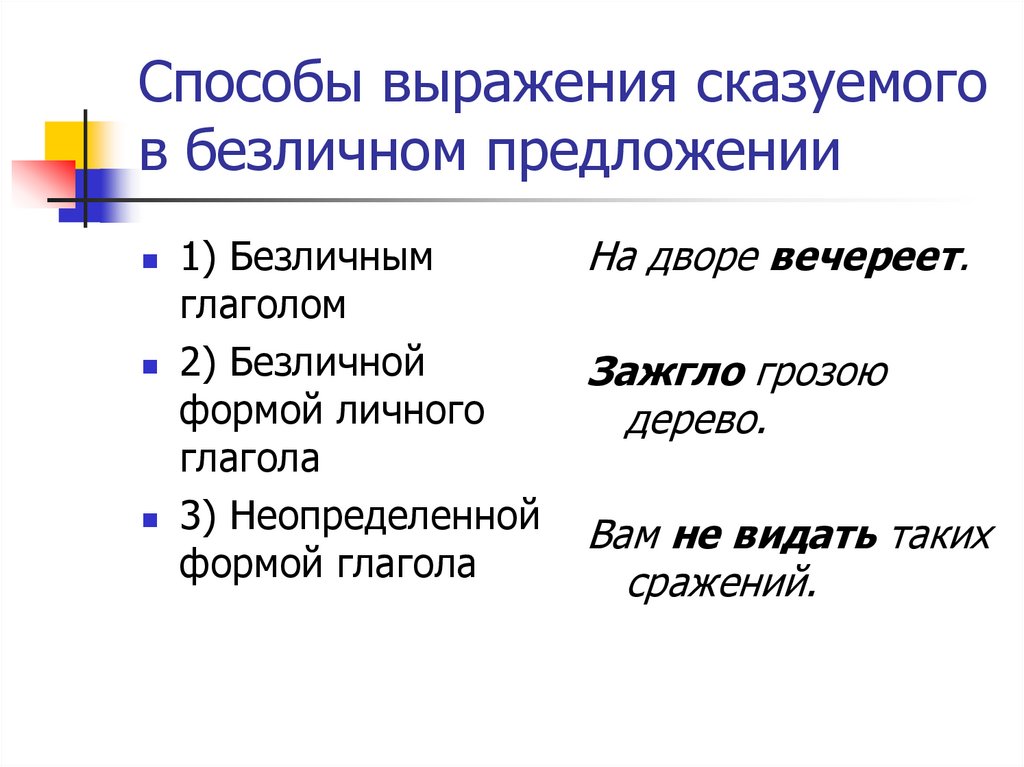 Способы выражения. Способы выражения сказуемого в безличном предложении. Способ выражения сказуемого в предложении. Сказуемое способы выражения сказуемого. Основные способы выражения сказуемого в безличных предложениях.