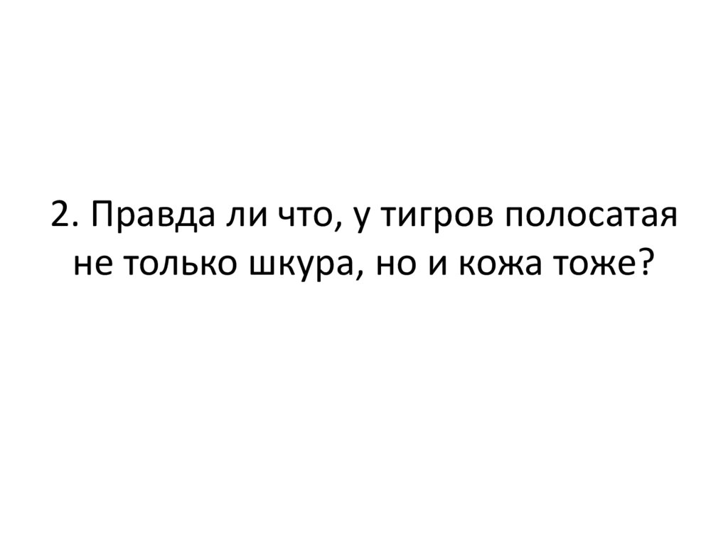 2. Правда ли что, у тигров полосатая не только шкура, но и кожа тоже?