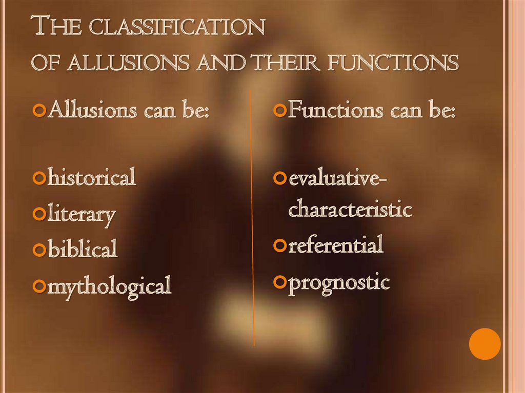 The classification of allusions and their functions