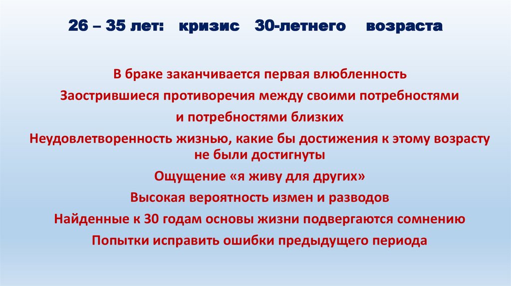 Возрастные кризисы в профессии. Кризис 30 лет у мужчин. Заполните схему «кризис 30 лет»:.