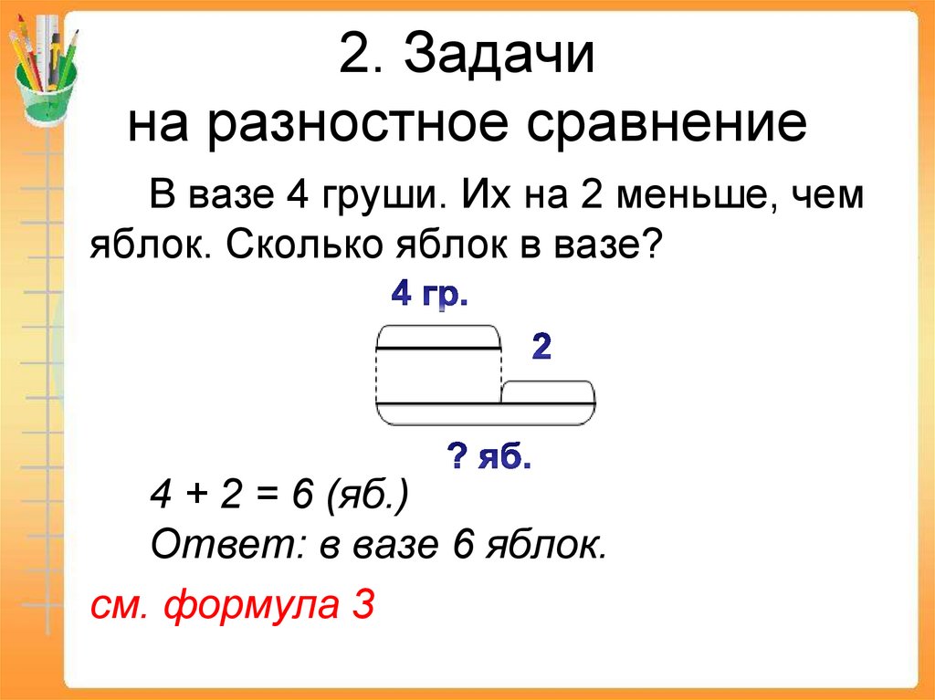 Схема к задаче на сколько меньше