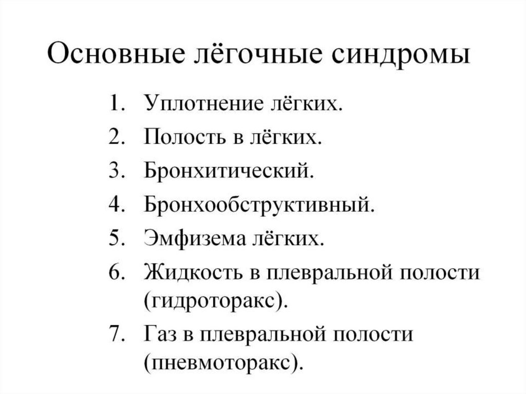 Основные лёгочные синдромы