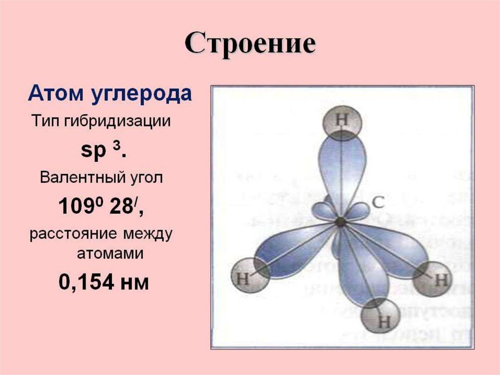 Ацетилен состояние гибридизации. Строение sp3 гибридизованного атома углерода. Тип гибридизации атомов углерода - sp3. Sp3 гибридизация атома углерода соединение. Строение алканов sp3 гибридизация.